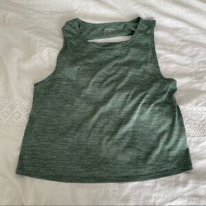 Rainbeau SMALL Open Back Crop Active Athletic Tank Top Green